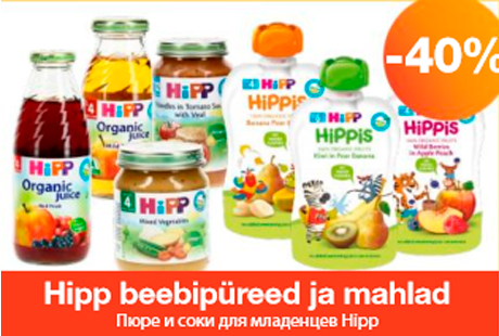 Hipp beebipüree ja mahlad  -40%