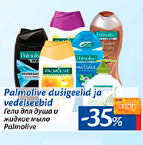 Palmolive dušigeel ja vedelseebid  -35%