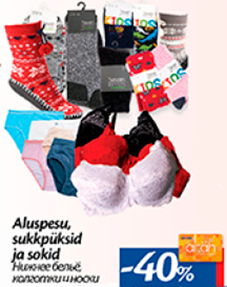 Aluspesu, sukkpüksid ja sokid  -40%