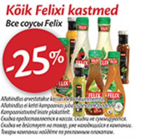 Kõik Felixi kastmed -25%