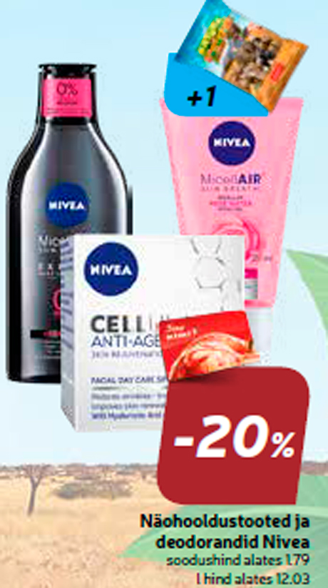 Näohooldustooted ja deodorandid Nivea -20%