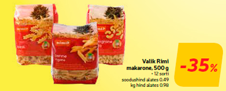 Valik Rimi makarone, 500 g  -35%
