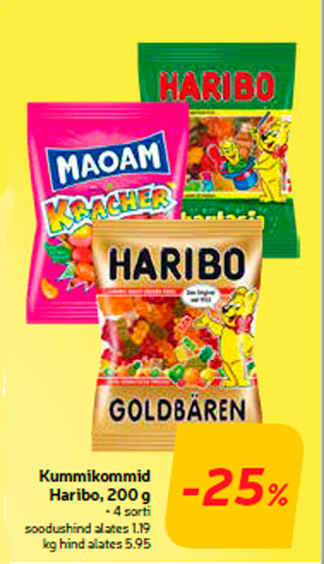 Kummikommid Haribo, 200 g  -25%
