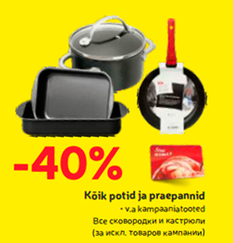 Kõik potid ja praepannid  -40%