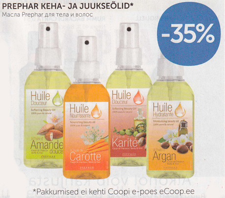 PREPHAR KEHA- JA JUUKSEÕLID* -35%