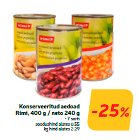 Konserveeritud aedoad Rimi, 400 g / neto 240 g -25%