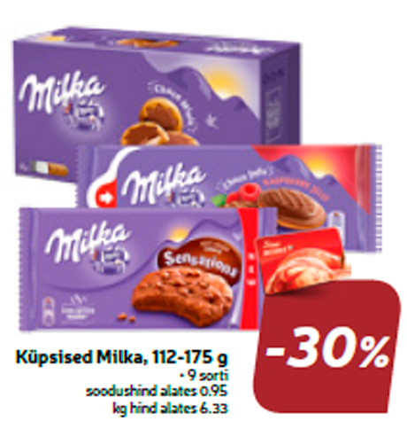 Küpsised Milka, 112-175 g  -30%