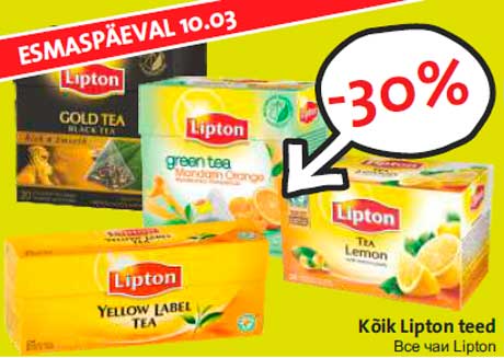 Kõik Lipton teed  -30%