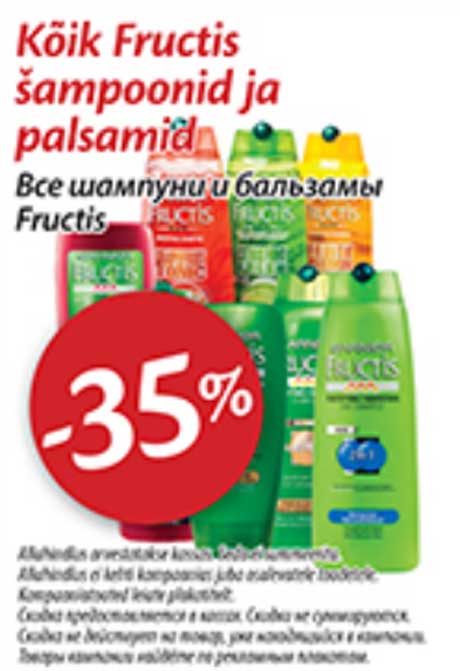 Kõik Fructis šampoonid ja palsamid -35%