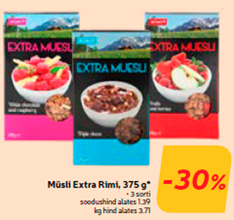 Müsli Extra Rimi, 375 g* -30%