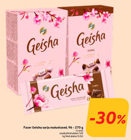 Fazer Geisha sarja maiustused, 96 - 270 g -30%