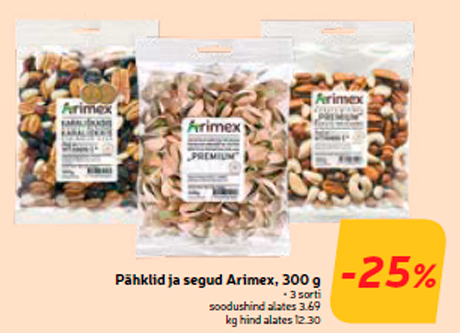 Pähklid ja segud Arimex, 300 g -25%