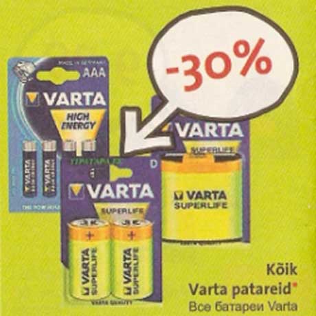 Varta patareid -30%