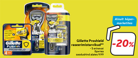 Gillette Proshield raseerimistarvikud** -20%