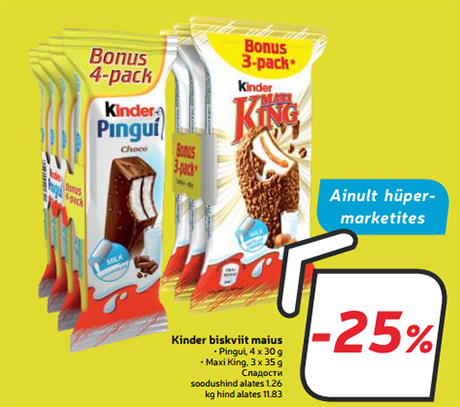 Kinder biskviit maius -25%