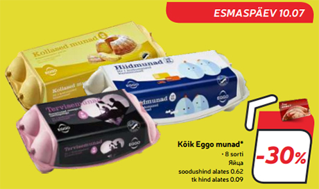 Kõik Eggo munad* -30%