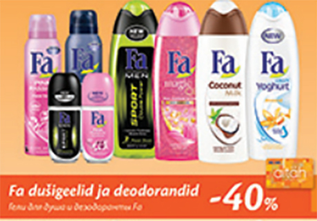 Fa dušigeelid ja deodorandid -40%