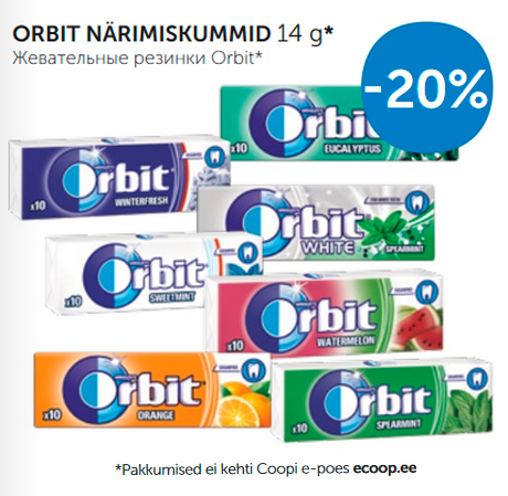 ORBIT NÄRIMISKUMMID 14 g*  -20%