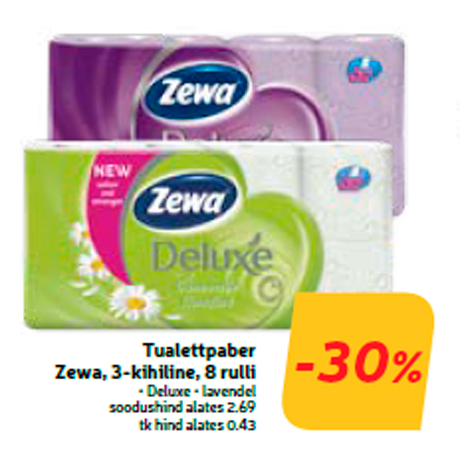 Tualettpaber Zewa, 3-kihiline, 8 rulli  -30%