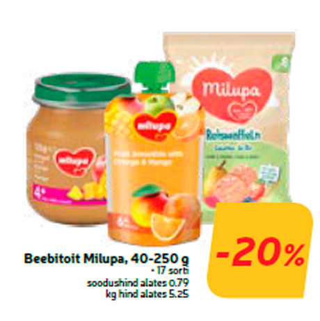 Beebitoit Milupa, 40-250 g  -20%