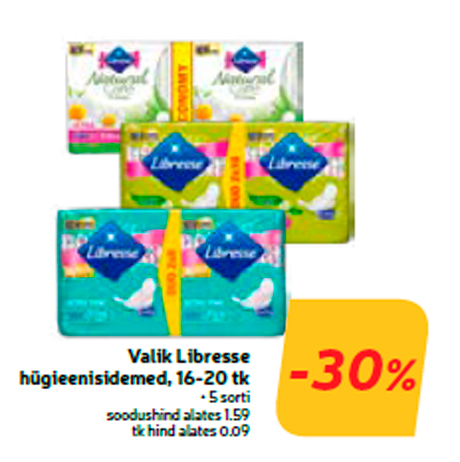 Valik Libresse hügieenisidemed, 16-20 tk  -30%