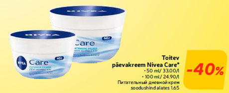 Toitev päevakreem Nivea Care* -40%