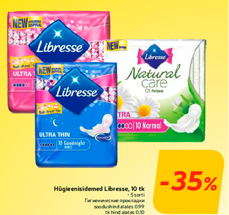 Hügieenisidemed Libresse, 10 tk -35%