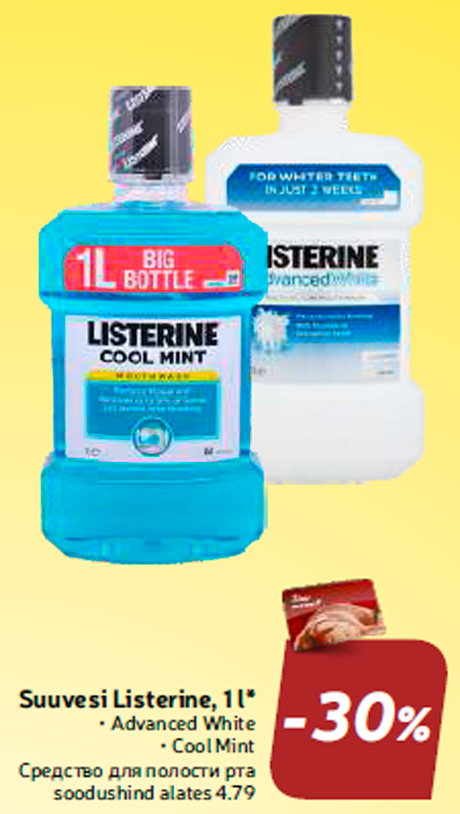 Suuvesi Listerine, 1 l* -30%