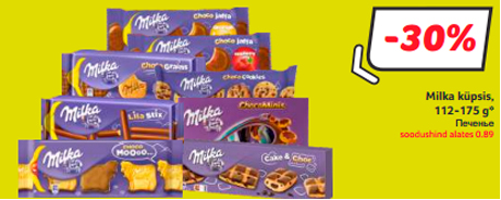 Milka küpsis, 112-175 g*  -30%