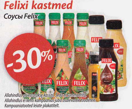 Felixi kastmed -30%