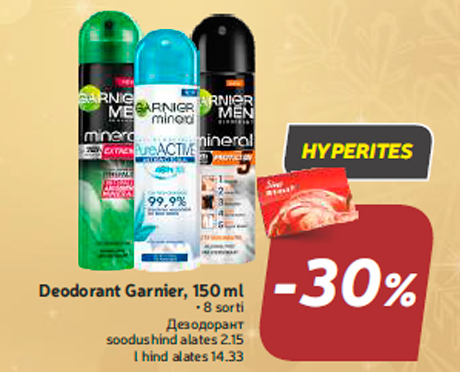 Deodorant Garnier, 150 ml  -30%
