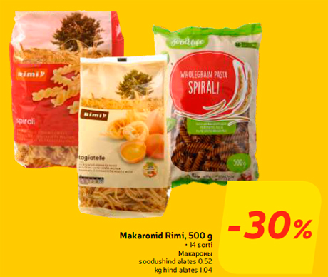 Makaronid Rimi, 500 g  -30%
