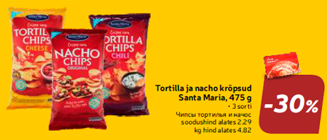 Tortilla ja nacho krõpsud Santa Maria, 475 g  -30%
