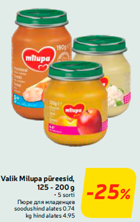 Valik Milupa püreesid, 125 - 200 g  -25%
