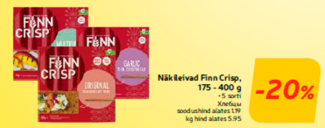 Näkileivad Finn Crisp, 175 - 400 g  -20%
