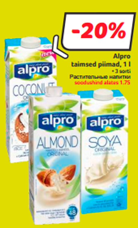 Alpro
 taimsed piimad, 1 l -20%