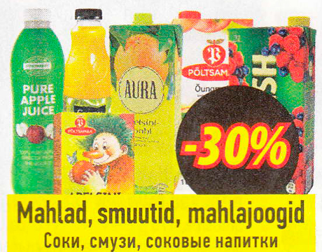 Mahlad, smuutid, mahlajoogid  -30%