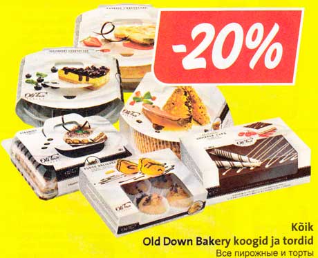 Kõik Old Down Bakery koogid ja tordid  -20%