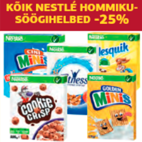 KÕIK NESTLÉ HOMMIKUSÖÖGIHELBED -25%