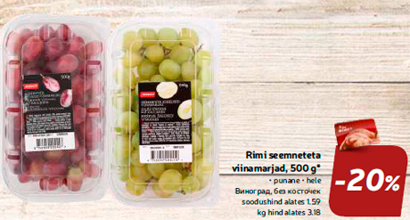 Rimi seemneteta viinamarjad, 500 g* -20%