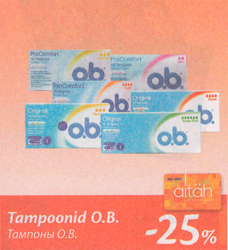 Tampoonid O.B. -25%