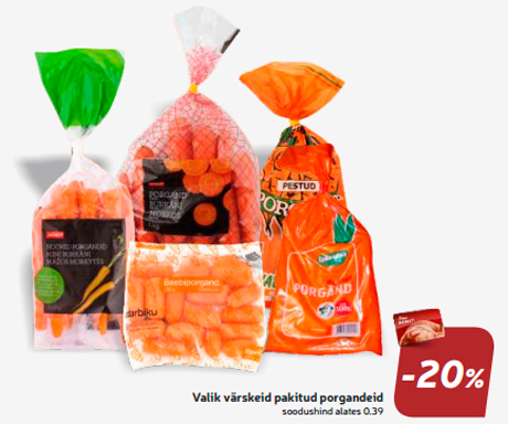 Valik värskeid pakitud porgandeid  -20%