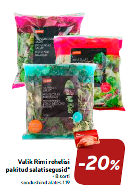 Valik Rimi rohelisi pakitud salatisegusid*  -20%