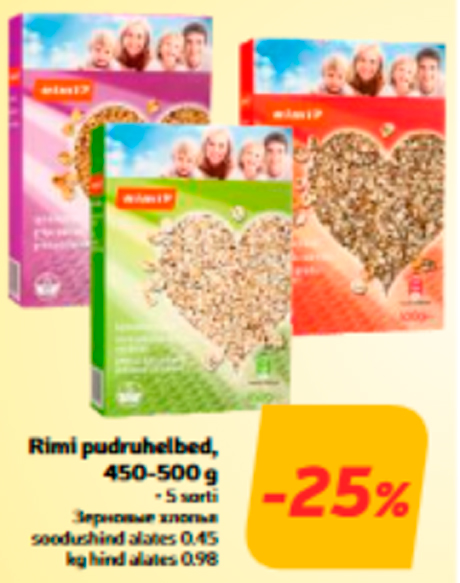 Rimi pudruhelbed, 450-500 g  -25%