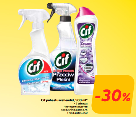 Cif puhastusvahendid, 500 ml*  -30%