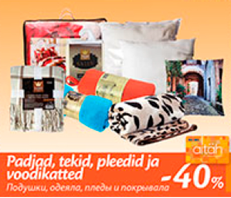 Padjad, tekid, pleedid ja voodikatted  -40%