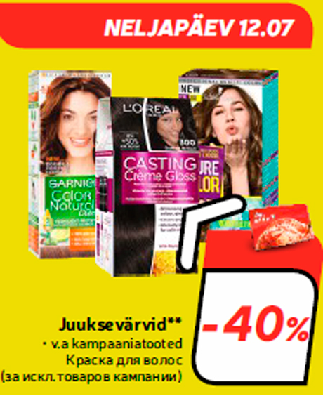 Juuksevärvid** -40%