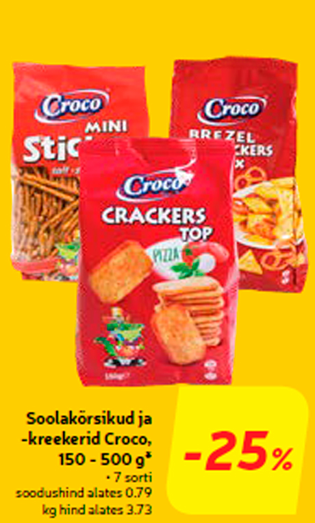 Soolakõrsikud ja -kreekerid Croco, 150 - 500 g* -25%