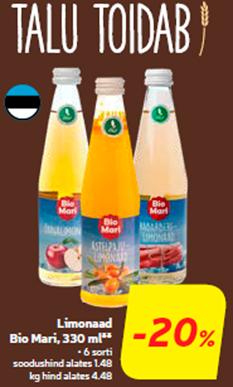 Limonaad Bio Mari, 330 ml** -20%