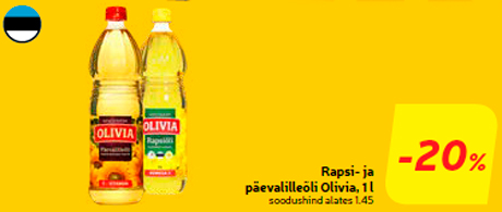 Rapsi- ja päevalilleõli Olivia, 1 l -20%